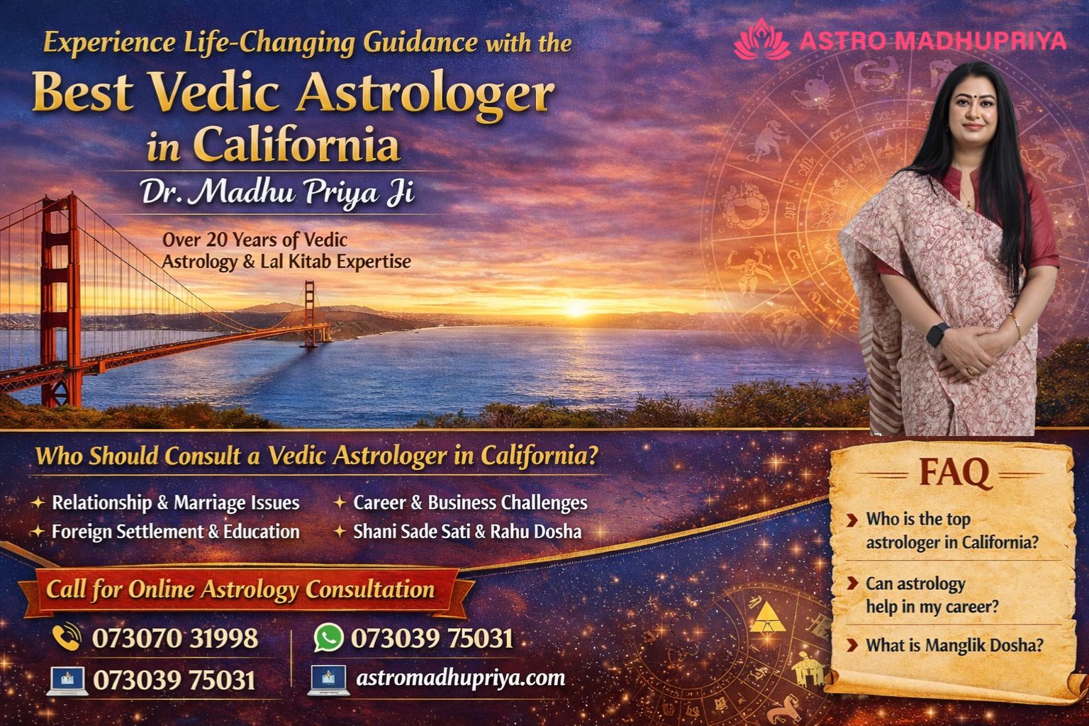 Best Astrologer in California - Dr. Madhu Priya Ji