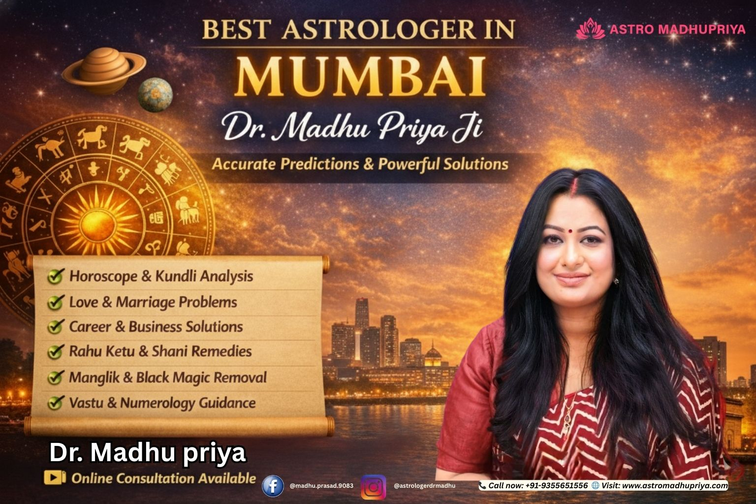 Best Astrologer in Mumbai - Dr. Madhu Priya Ji