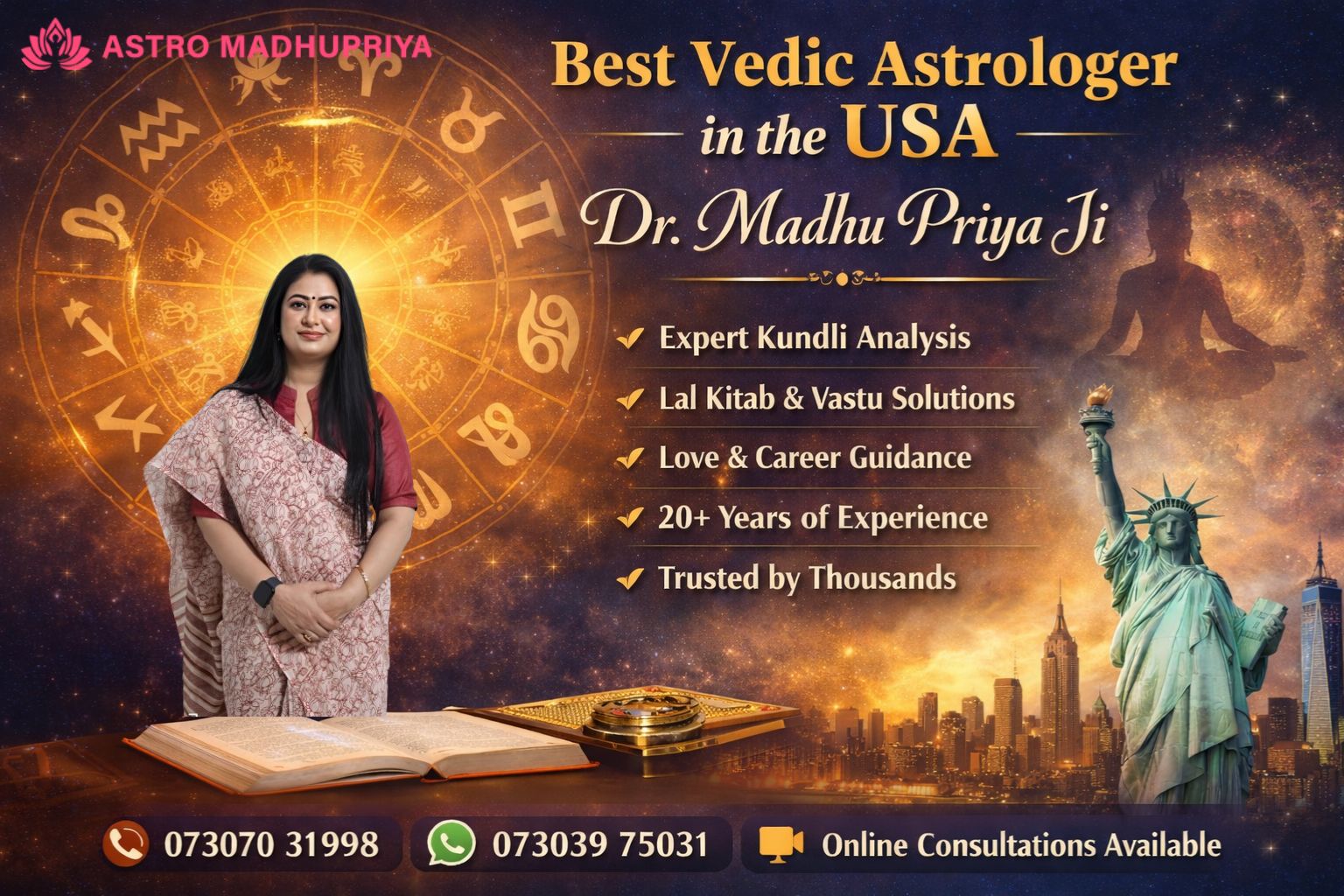 Best Astrologer in USA - Dr. Madhu Priya Ji