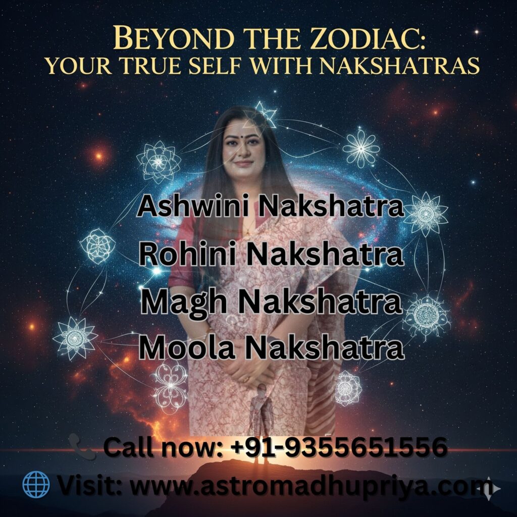 Beyond the Zodiac: Your True Self with Nakshatras.
This is a beautiful image of a woman with a spiritual and knowledgeable aura. Her name seems to be Madhupriya. She is providing astrological services based on Nakshatras. She is dressed in a traditional sari, and has a pleasant smile. The background is a stunning depiction of the cosmos, with stars, galaxies, and a vibrant blue nebula. The text on the image highlights various Nakshatras like Ashwini, Rohini, Magh, and Moola, suggesting she offers detailed readings related to these.
Astro Madhupriya
Nakshatra prediction
Astrology consultation
Vedic astrology reading
Ashwini Nakshatra analysis
Rohini Nakshatra meaning
Magh Nakshatra personality
Moola Nakshatra remedies
True self with nakshatras
Beyond the zodiac
What is nakshatra
Indian astrology
Astrology and zodiac signs
Cosmos and spirituality
Stars and planets
Vedic knowledge
Spiritual guidance
Sari fashion
Indian woman smiling
Cosmic background
Call now: +91-9355651556 for personalized Nakshatra readings.
Visit www.astromadhupriya.com to book your astrology consultation.
Discover your true self with Nakshatras, call now.
Get expert Vedic astrology insights, visit the website.
Unlock your destiny with Ashwini, Rohini, Magh, and Moola Nakshatra readings.