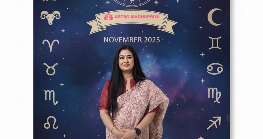 एस्ट्रोमधुप्रीया: नवंबर 2025 ज्योतिषीय परामर्शयह पोस्टर नवंबर 2025 के लिए ज्योतिषीय भविष्यवाणियों और परामर्श सेवाओं के बारे में जानकारी प्रदान करता है, जिसमें एस्ट्रोलॉजर डॉ. मधुप्रिया (Astrologer Dr. Madhu Priya) की तस्वीर है।मुख्य संपर्क विवरण:यदि आप उनसे व्यक्तिगत रूप से जुड़ना चाहते हैं या नवंबर के लिए अपना विस्तृत राशिफल जानना चाहते हैं, तो आप इन माध्यमों का उपयोग कर सकते हैं:कॉल करें (Call Now): $+91-9355651556$वेबसाइट पर जाएँ (Visit): www.astromadhupriya.com