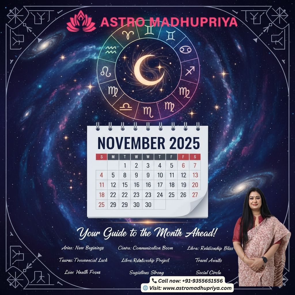 नवंबर 2025 का महीना आपके जीवन में प्रेम, करियर और बड़े बदलाव लाने वाला है, जैसा कि एस्ट्रोमधुप्रीया द्वारा बताया गया है। यह महीना कर्मों को साफ करने, नए अवसर खोलने और व्यक्तिगत विकास पर ध्यान केंद्रित करने का समय है।