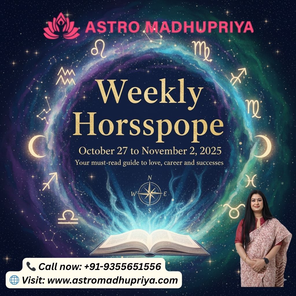 Weekly Horoscope October 27 to November 2 2025 predictions on love, career, and destiny by Astromadhupriya.