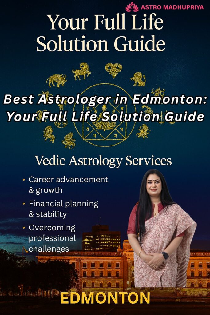 Astro Madhupriya, the Best Astrologer in Edmonton, providing a Full Life Solution Guide with Vedic Astrology Services for career advancement, financial stability, and overcoming professional challenges.