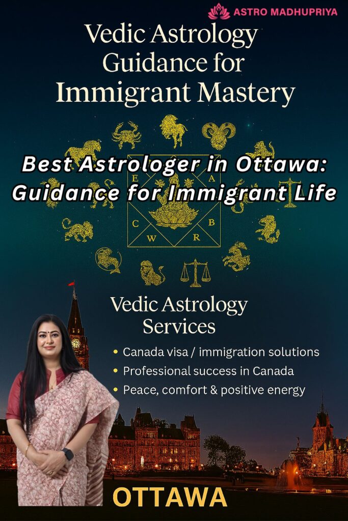 Astro Madhupriya, the Best Astrologer in Ottawa, providing Vedic Astrology Guidance for Immigrant Mastery, specializing in Canada PR and immigration solutions.