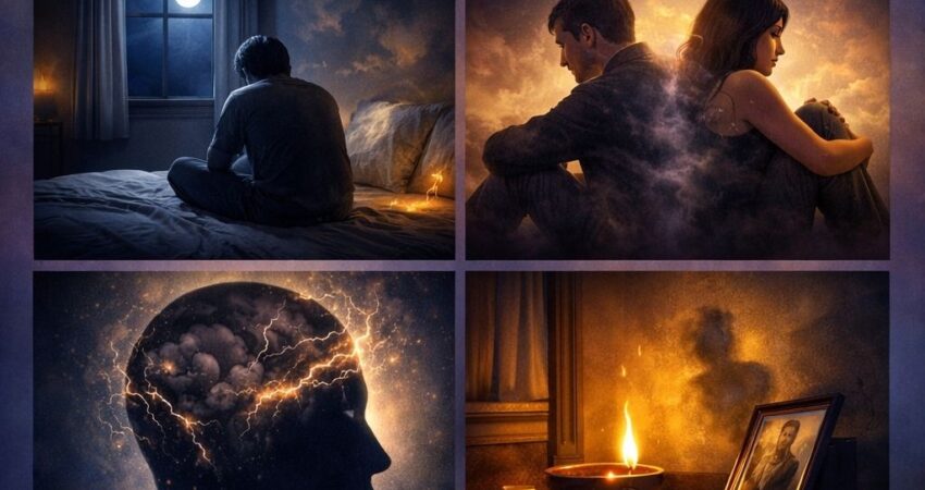 Signs of black magic in life shown through negative and positive energy contrast